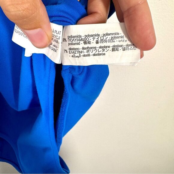 Zara Women’s Size Large Royal Blue Halter Neck Seamless Snap Closure Bodysuit - Picture 7 of 10